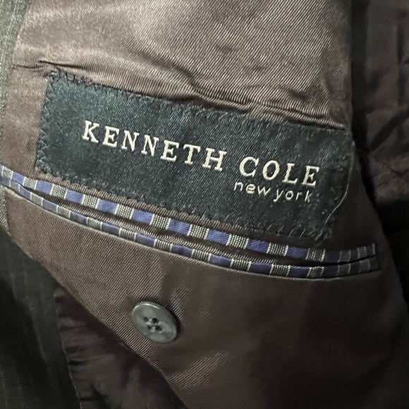 Kenneth Cole grey striped pants suit coat and pants size 44R - Picture 4 of 11